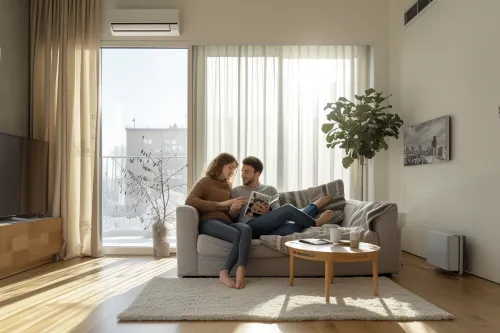 Vue détaillée d’un plancher chauffant moderne montrant la répartition uniforme de la chaleur et les composants essentiels pour optimiser confort et rendement énergétique